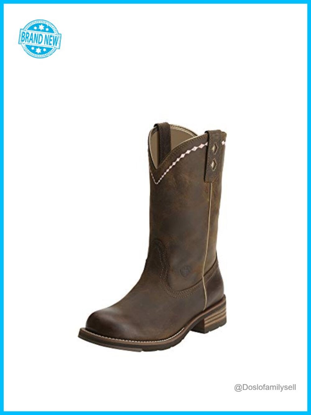 Faux Leather Roper Boots Mid-Calf Block Heel Western Equestrian Work